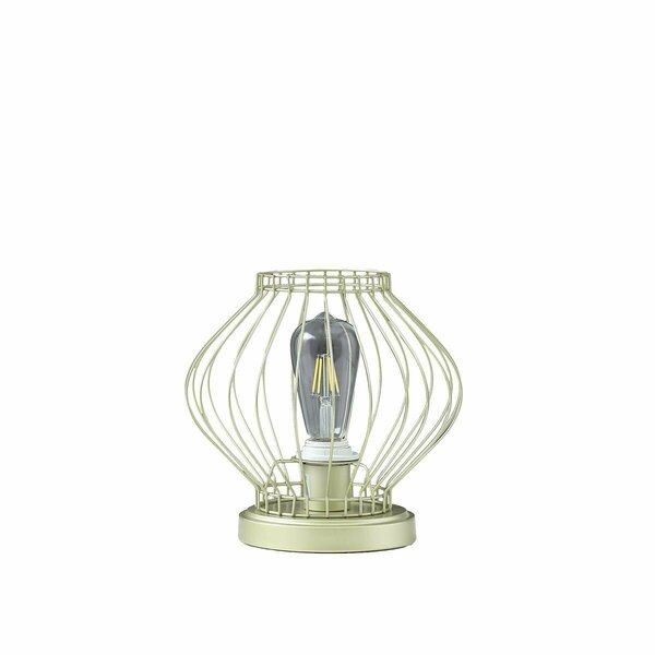 Ore International 9.5 in. Industrial Farm Cage Satin Matte Gold Uplight Metal Table Lamp HBL2460